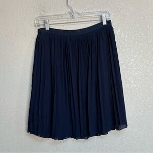 J.Crew Women’s Navy Chiffon Pleated A-Line Skirt Lined Back Zip Size 2 Work